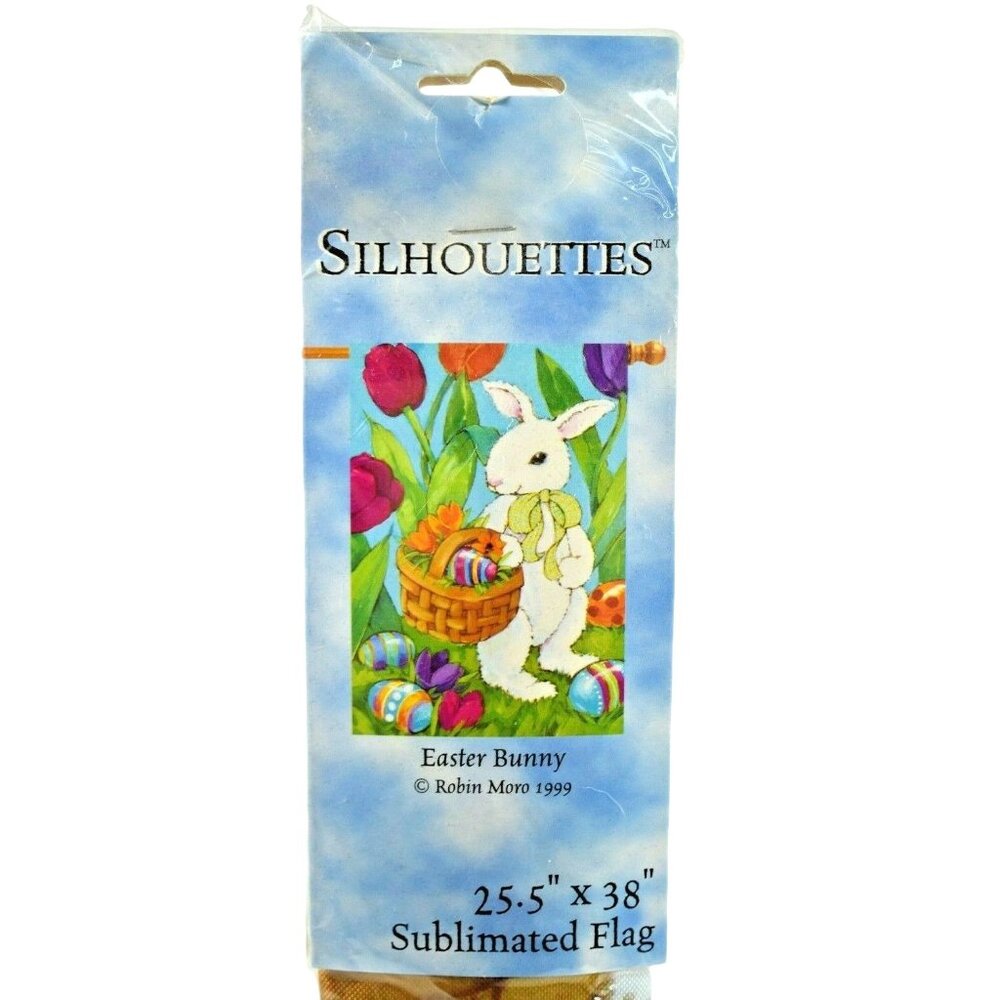 Vintage Silhouettes Easter Bunny by Robin Moro Sublimated Garden Flag 25 x 38